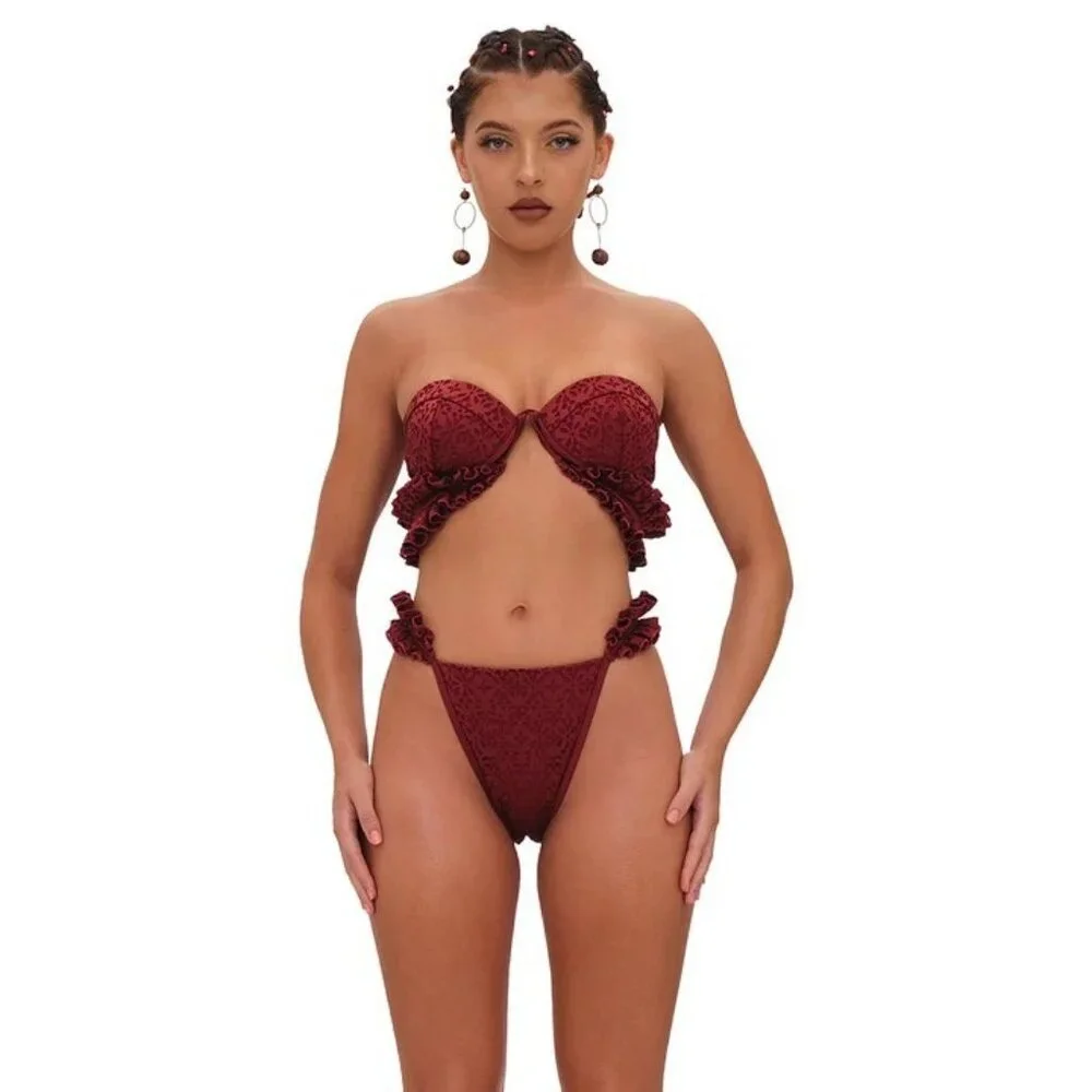Andrea Iyamah Mulan Bikini Set Wine Color – Size XS NWT